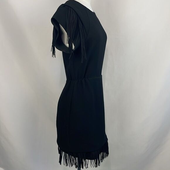 Maje Black w Fringe Trim Dress - Picture 3 of 6